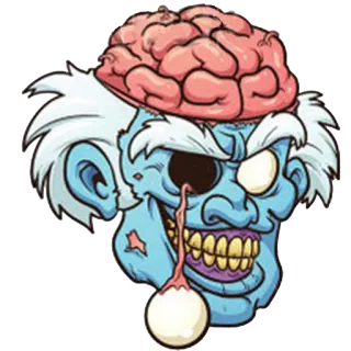 😈 Zombie, Cerveau, Monstre, Gore, Halloween, Effrayant whatsapp sticker