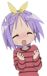 😅 Anime, Dibujos animados, Personaje, Kawaii, Lucky Star, Expresión whatsapp sticker