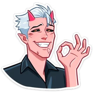 👌 diablo, dibujos animados, cuernos, gesto ok, demonio, anime whatsapp sticker