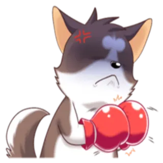 😡 marah, tinju, kartun, anjing, sarung tangan, petarung whatsapp sticker