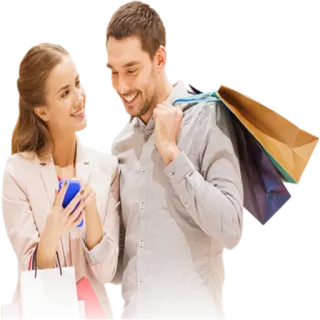 💑 购物, 情侣, 零售, 包包, 顾客, 消费者, 消费 telegram sticker