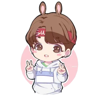 🤣 chibi, kawaii, anime, cartoon, cute, bunny, earrings whatsapp sticker