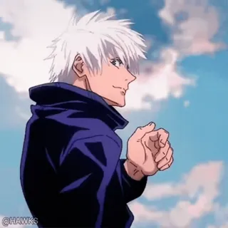 😏 Satoru Gojo Jujutsu Kaisen Anime, Gojo, Satoru, Mangá, Cabelo Branco, Nuvens telegram sticker