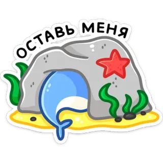 🖕 Оставь меня golfinho, mar, caverna, estrela do mar, desenho animado, animal, oceano telegram sticker