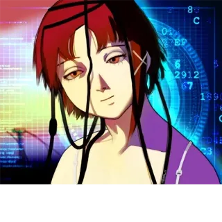 🤓 Lain Iwakura Serial Experiments Lain anime, cyberpunk, serial experiments lain, lain iwakura, 90s anime, digital art, female character telegram sticker