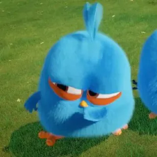 😑 птица, мультфильм, синий, злой telegram sticker