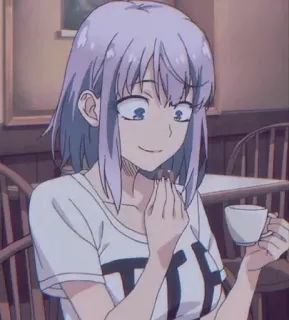 ☕️ TH anime, girl, cafe, coffee, t-shirt whatsapp sticker