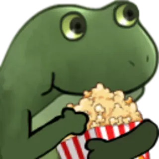 🌝 rana, palomitas, viendo, lindo, animal whatsapp sticker