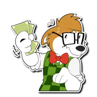 💸 Furry, Dinero, Dibujos animados, Antropomórfico, Perro, Personaje, Gafas telegram sticker