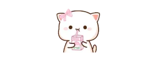 🧃 かわいい, 猫, 牛乳, 桃, 可愛い, 動物 telegram sticker
