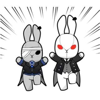 😃 rabbit, bunny, doll, creepy, tuxedo telegram sticker
