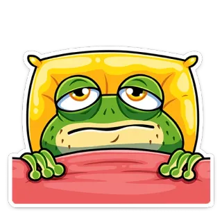 😴 rana, dormilón, almohada, cansado, dibujos animados, animal telegram sticker