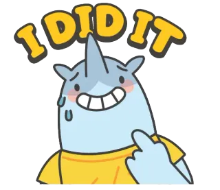 😬 I DID IT Desenho animado, Animal, Rinoceronte, Dedo do meio, Sucesso, Conquista telegram sticker