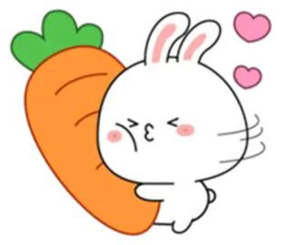 👍 토끼, 당근, 사랑, 귀여운, 동물, 하트 telegram sticker