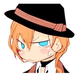 ☹️ Chuuya Nakahara Bungou Stray Dogs Anime, Manga, Bungou Stray Dogs, Chuuya Nakahara, Charakter, Hut, Erröten telegram sticker