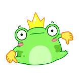 👎 лягушка, корона, палец вниз, не нравится telegram sticker