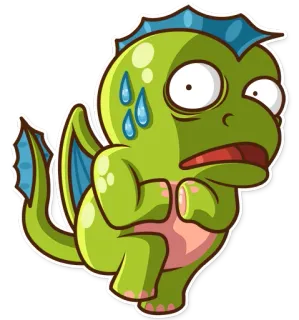 😨 desenho animado, dragão, monstro, adesivo, fofo, assustado, suando telegram sticker