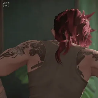 🥊 Tatouage, Dos, Personne, Débardeur, Cheveux roux telegram sticker