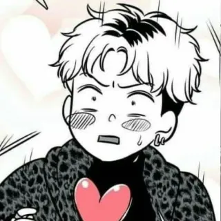 😳 アニメ, キャラクター, 漫画, ハート, レオパード柄, 白黒 telegram sticker