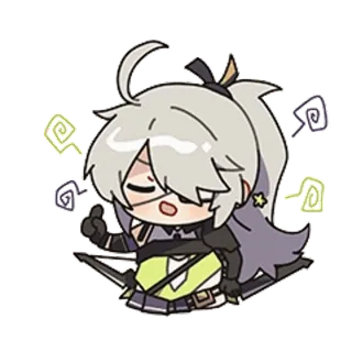 🙄 sticker, anime, cartoon, charakter, daumen hoch, bogenschütze, pfeil und bogen whatsapp sticker