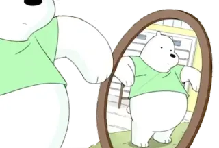 🙊 Ice Bear We Bare Bears Ice Bear, ぼくらベアベアーズ, アニメ, 鏡, クマ, 白クマ telegram sticker
