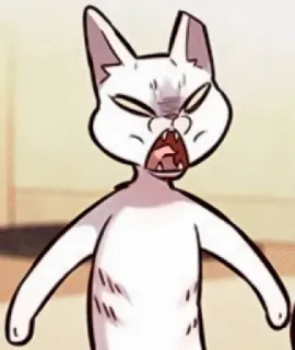 🐈 gato, enojado, dibujo animado, felino, blanco, animal telegram sticker