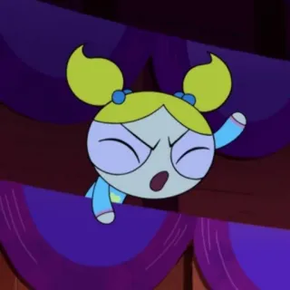❄️ Bubbles Powerpuff Girls мультфильм, Пузырёк, Суперкрошки, злой, персонаж, анимированный telegram sticker
