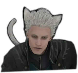 😺 Vergil Devil May Cry vergil, devil may cry, katzenohren, katzenschwanz telegram sticker