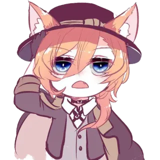 😒 Nakahara Chuuya Bungou Stray Dogs Anime, Manga, Charakter, Chibi, Süß telegram sticker
