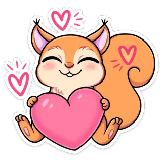 ❤️ esquilo, coração, amor, fofo, animal, adesivo, desenho animado telegram sticker