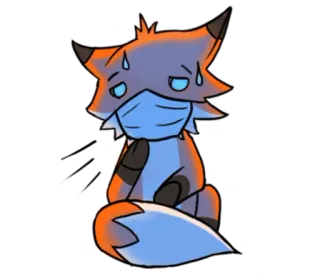 😷 renard, dessin animé, masque, anxiété, nerveux, animal, mignon whatsapp sticker