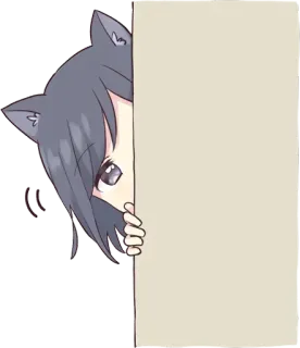 👀 catgirl, anime, girl, ears, hiding, cute telegram sticker