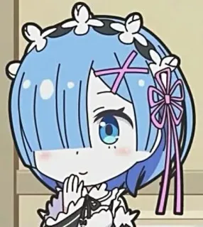 😁 Rem anime, cute, girl, chibi, kawaii telegram sticker