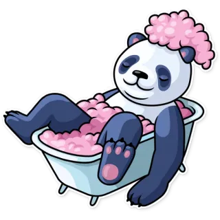 🛁 Панда, Ванна, Пузыри, Релакс, Милый, Мультфильм, Животное telegram sticker