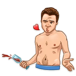 😘 homme, torse nu, vin, drôle telegram sticker
