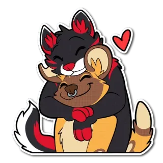 ❤ furry, hug, animals, cute, cartoon, love, embrace, happy telegram sticker