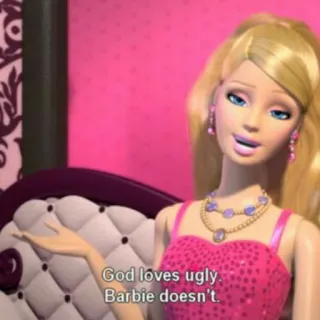 🤪 Barbie God loves ugly. Barbie doesn't. barbie, doll, pink, ugly, god telegram sticker
