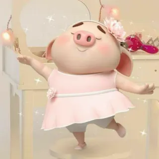 🐷 돼지, 귀여운, 만화, 드레스, 동물 telegram sticker