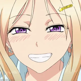 🌡 动漫, 女孩, 微笑, 金发, 角色 telegram sticker