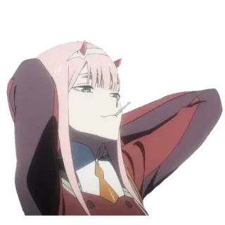 😌 Zero Two Darling in the Franxx Zero Two, Darling in the Franxx, Anime, Charakter, Illustration, Aufkleber telegram sticker