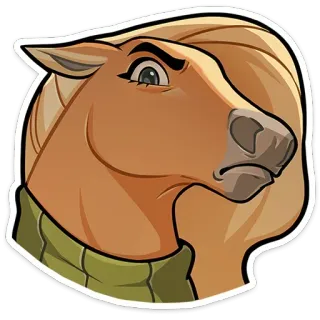 🤨 koń, zwierzę, kreskówka, naklejka, koń, portret telegram sticker