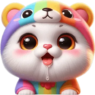 😋 곰, 무지개, 귀여운, 동물, 만화, 스티커 telegram sticker