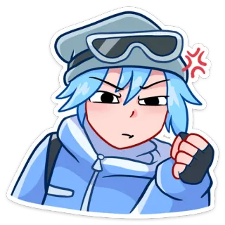 👊 Anime, Charakter, Wütend, Winter, Handschuhe, Mütze, Cartoon, Aufkleber telegram sticker