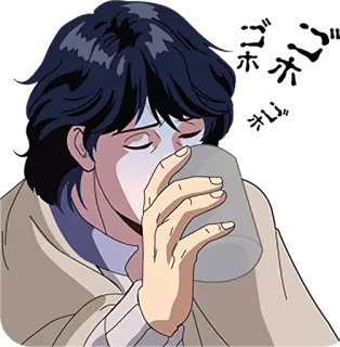 🥛 bere, anime, uomo, tazza, bevanda, illustrazione telegram sticker