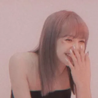 🤭 woman, person, smile, laughing, pink, hair whatsapp sticker