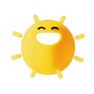 🌞 mặt trời, vui vẻ, hoạt hình, màu vàng, biểu tượng cảm xúc telegram sticker