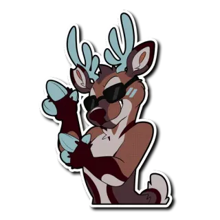 😎 cerf, poilu, dessin animé, personnage, autocollant telegram sticker
