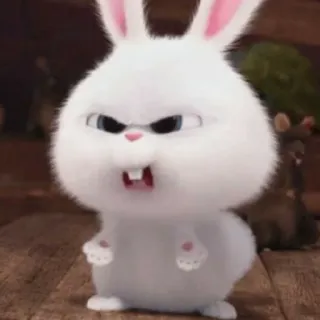 🤨 Snowball The Secret Life of Pets ウサギ, かわいい, アニメ, 怒り, キャラクター, conejo telegram sticker