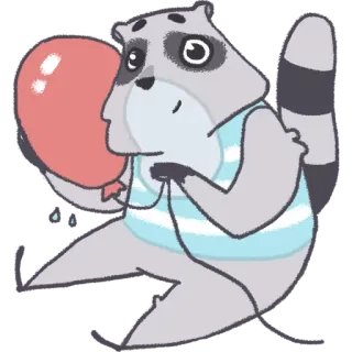 😊 raccoon, balloon, animal, sticker, cartoon, cute telegram sticker