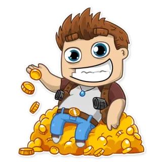 🤑 desenho animado, tesouro, ouro, moedas, personagem, aventura, riqueza telegram sticker